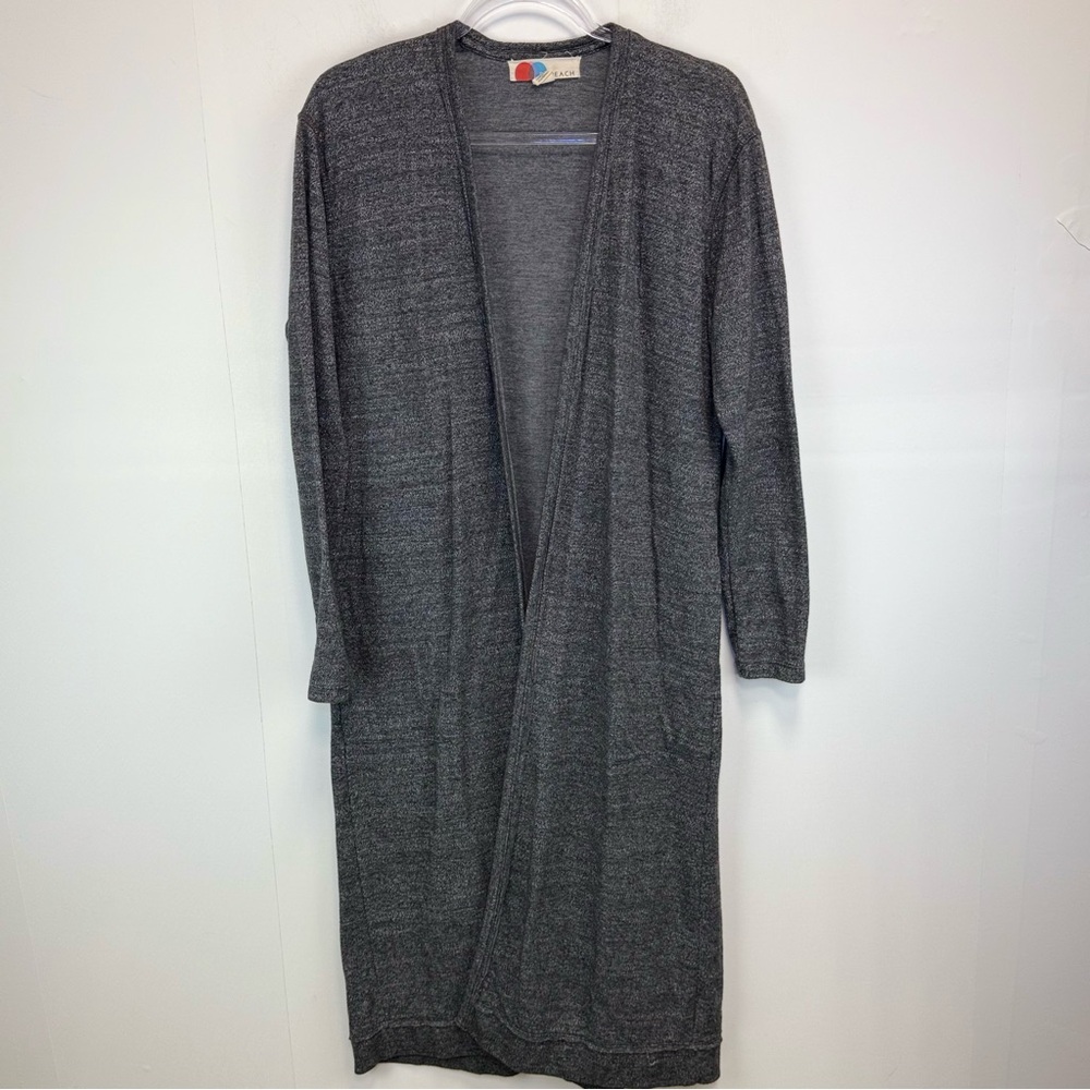 Free People Beach Open Front Long Cardigan Duster Gray S petite boho vacation